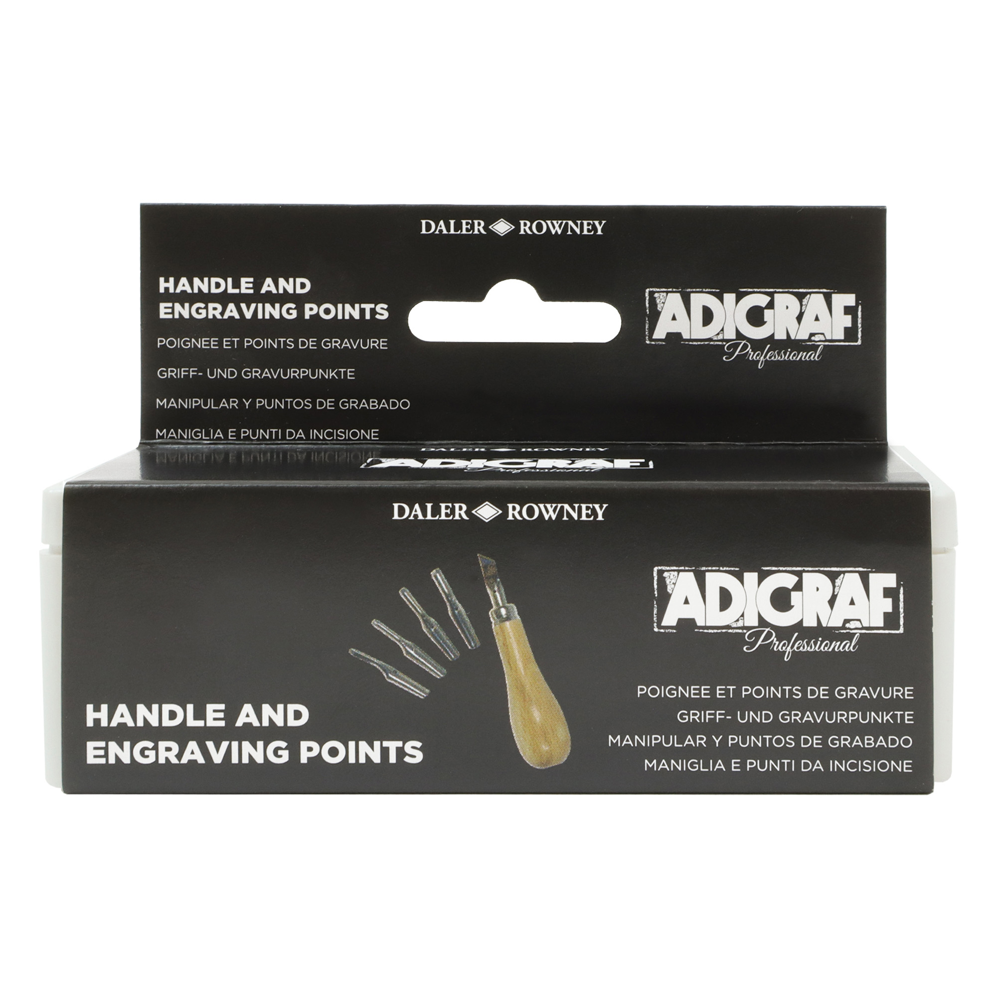 D189200001_Adigraf_5011386127682_FRONT-SIDE Adigraf Block Printing Professional Lino Cutters with Handle Set - Image 1