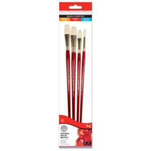 Daler-Rowney Simply Oil Brush Set Long Natural White Bristle 4 pz B 216940401