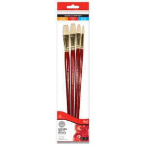 Daler-Rowney Simply Oil Brush Set Long Natural White Bristle 4 pz B 216940402