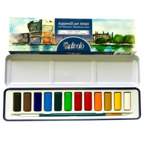 Watercolor Box of 12 pans+1 brush